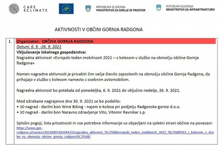 Program aktivnosti v sklopu Evropskega tedna mobilnosti 2021 v občini Gornja Radgona 1